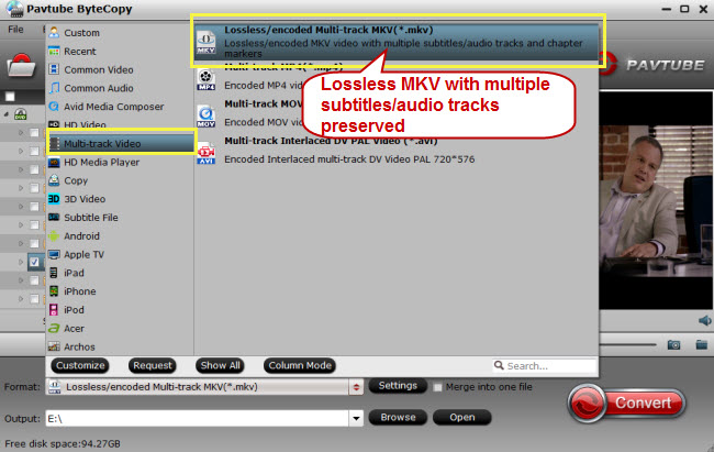 Choose lossless MKV as output format
